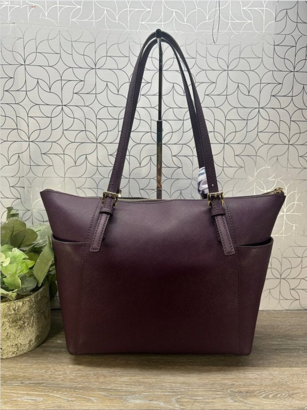 Michael Kors Charlotte Plum Saffiano Leather Tote with Wallet Set - Picture 2 of 10